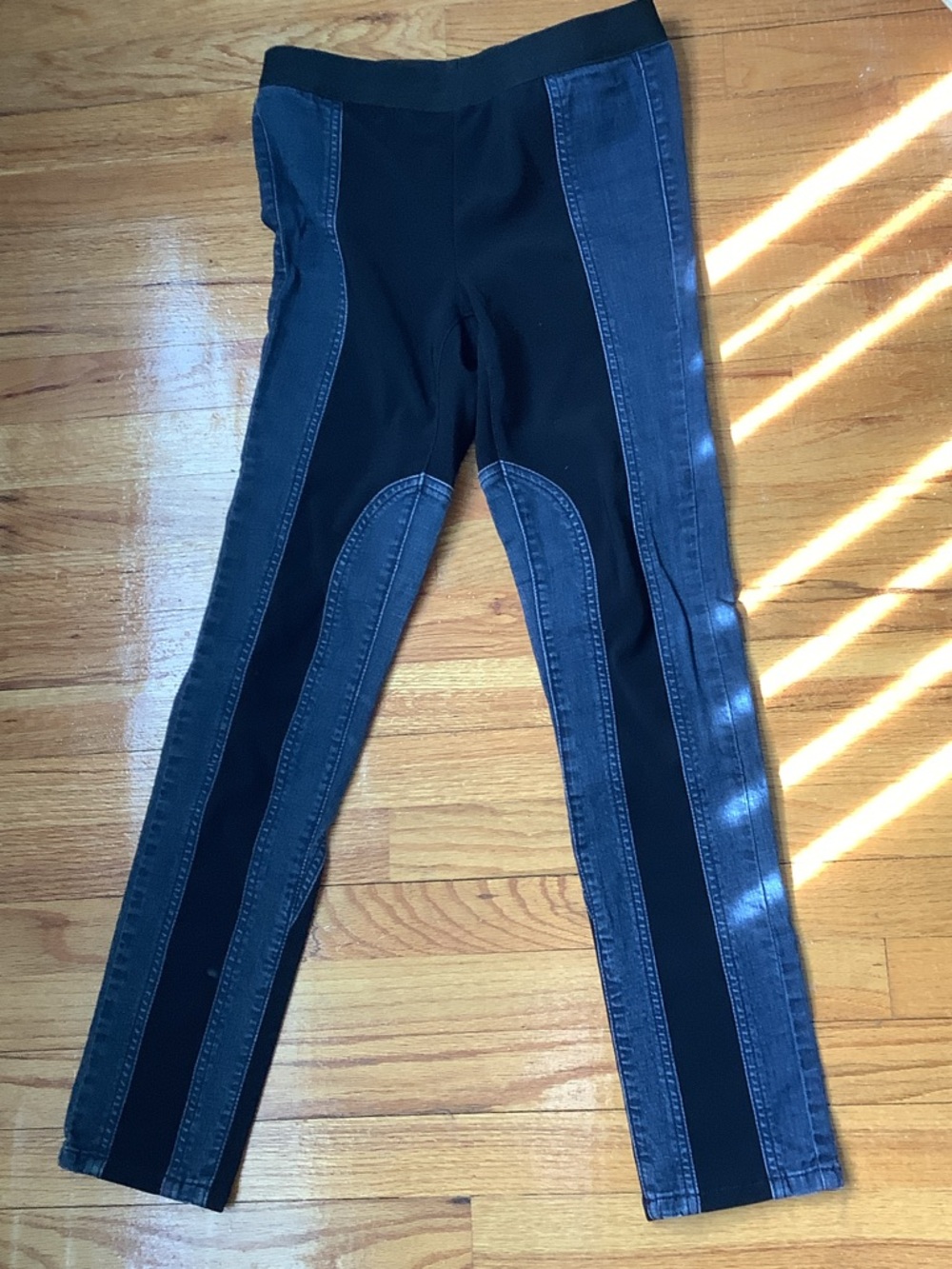 BCBGMaxAzria Black and Blue Panel Jeggings